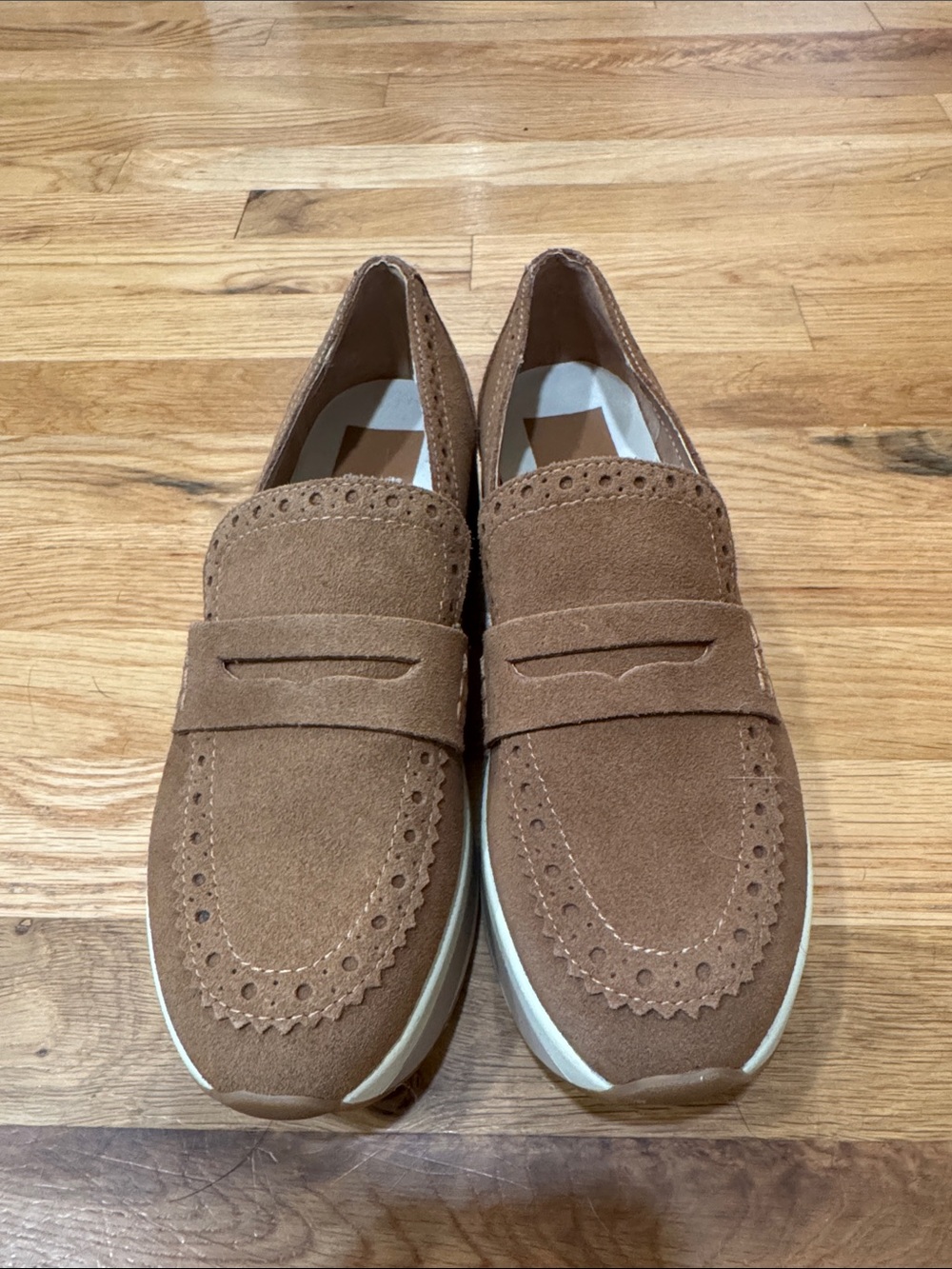 Dolce Vita Tan Suede Brogue Platform Loafers – Size 6.5
